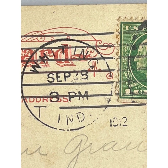 Antique 1912 Ephemera Posted Signed Postcard Best Wishes Elephant Handler Litho - Picture 6 of 8